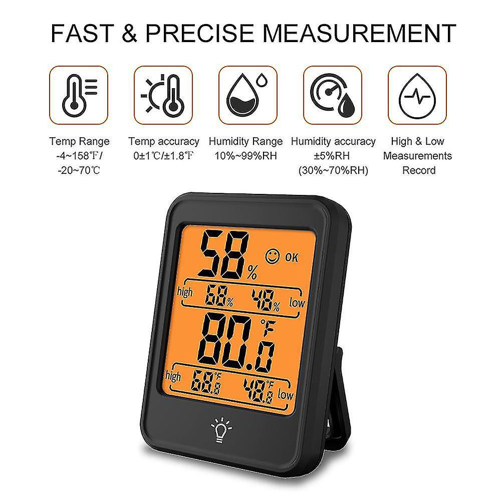 Digitales Hygrometer-thermometer, Anzeige Von Innentemperatur Und Luftfeuchtigkeit Mit Großem Schwarzem Lcd-bildschirm