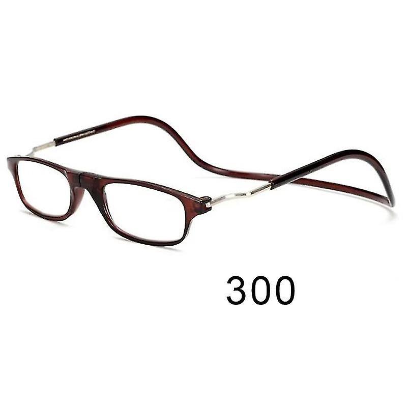 Flexible, Faltbare Und Verstellbare Magnetische Lesebrille Zum Umhängen – 300 Dioptrien – Rehbraun