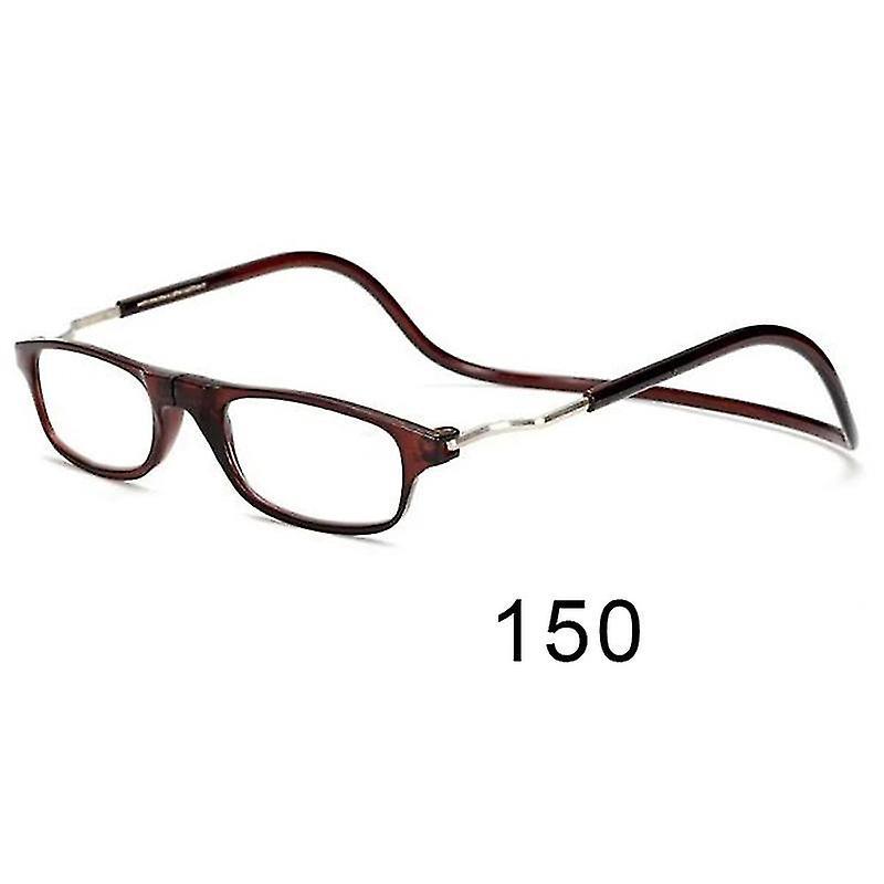 Flexible, Faltbare Und Verstellbare Magnetische Lesebrille Zum Umhängen – 150 Dioptrien – Rehbraun