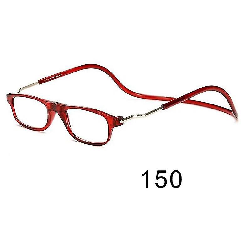 Flexible, Faltbare Und Verstellbare Magnetische Lesebrille Zum Umhängen – 150 Dioptrien – Rot