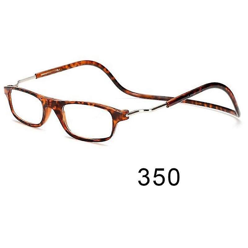 Flexible, Faltbare Und Verstellbare Magnetische Lesebrille Zum Umhängen – Stärke: 350 – Leopardenmuster