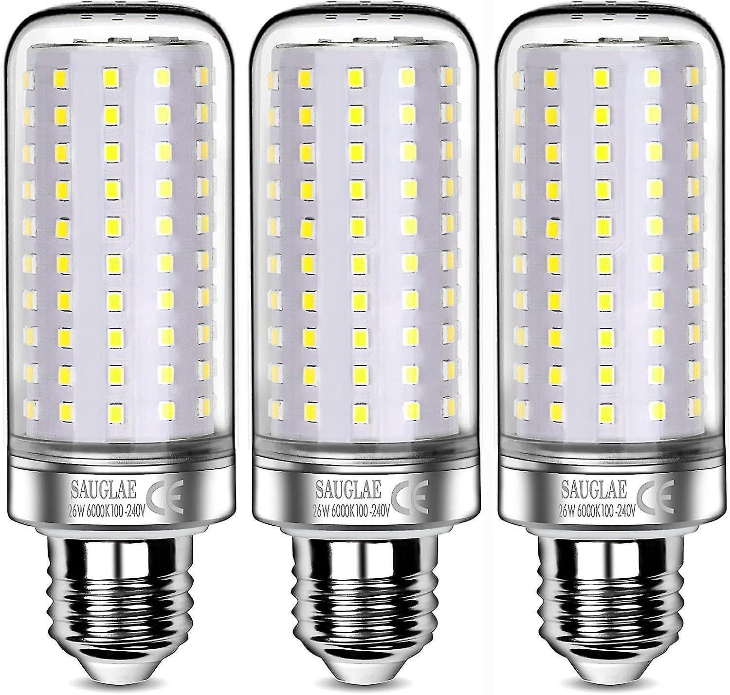 3er-pack Led-lampen, 26 W (entspricht 200 W), Kaltweiß (6000 K), E27-schraubsockel