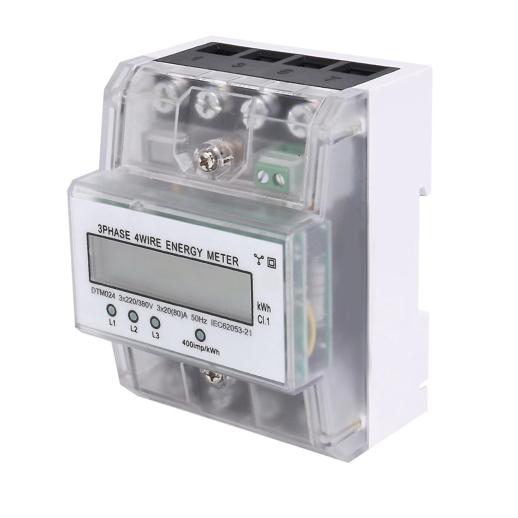 Dreiphasen-4-leiter-energiezähler, 220/380 V, 20–80 A, Energieverbrauch (kwh), Schienenmontage, Digitalanzeige