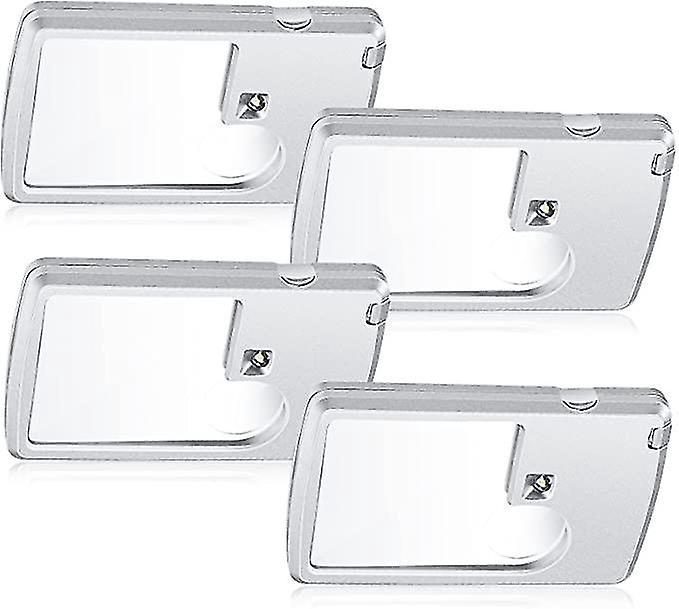 Taschenlupe Mit Licht, 4er-set, 3-fache Und 6-fache Vergrößerung, Reiselupe Im Kartenformat, Mini-kreditkartenlupe Mit Vergrößerungslinse Für Die Augen.