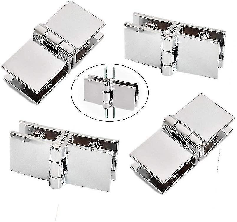Set Mit 4 Edelstahl-glastürbändern 180°, Drehgelenkbänder Für Glastüren, Verstellbare Befestigungsklammer Für Glasduschtüren, Anpassbares Scharnier, Für 5-8 Mm Glas Für Badezimmerduschen