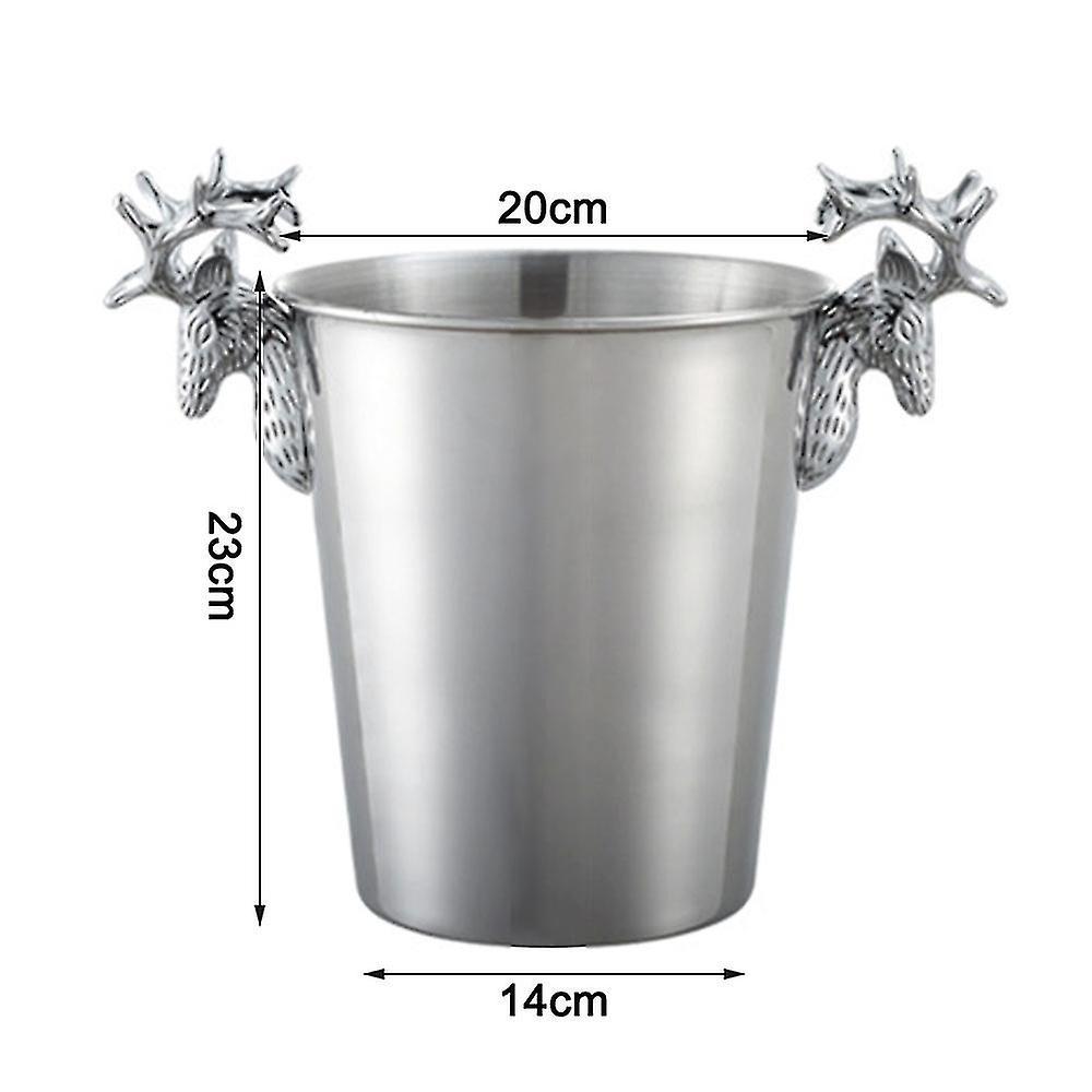 Europäischer Retro-eiskübel Aus Edelstahl In Form Eines Hirschkopfes – Elegantes Barkeeper-werkzeug – A1 – Silber