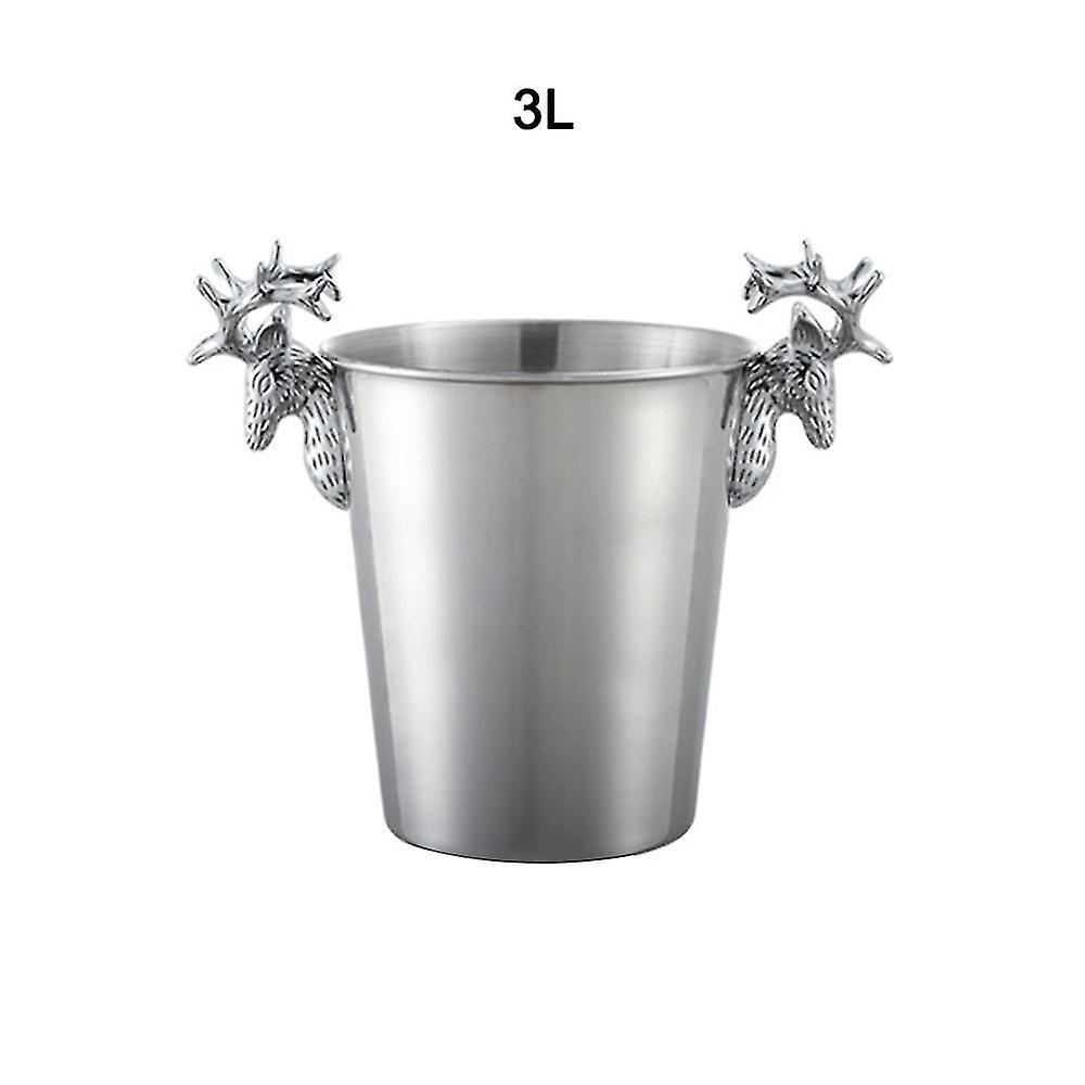 Europäischer Retro-eiskübel Aus Edelstahl In Form Eines Hirschkopfes – Elegantes Barkeeper-werkzeug – A3 – Silber