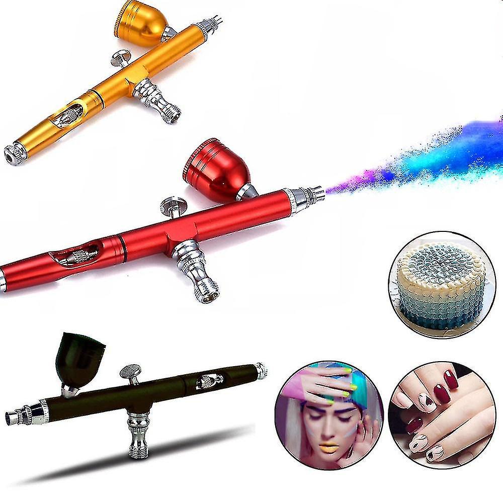 Doppelwirkendes, Schwerkraftbetriebenes Airbrush-farbspritzpistolen-set Für Make-up, Nagelkunst, Tattoos, Tortendekoration, Schwarze Sauerstoffspritzpistole