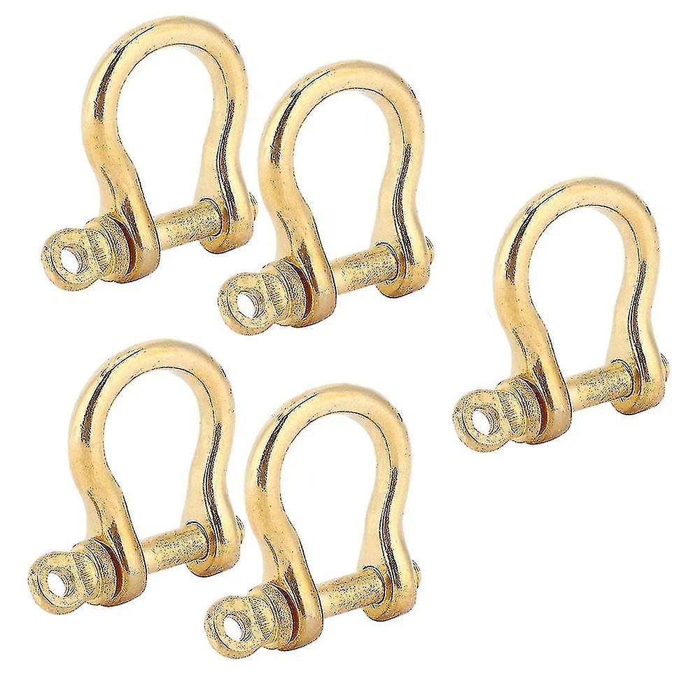 Set Aus 5 U-förmigen Ankerschäkeln Aus Reinem Messing, Mit Vergoldeter Schraube, Bolzen, Schlüsselring Und Verbindungsöse.