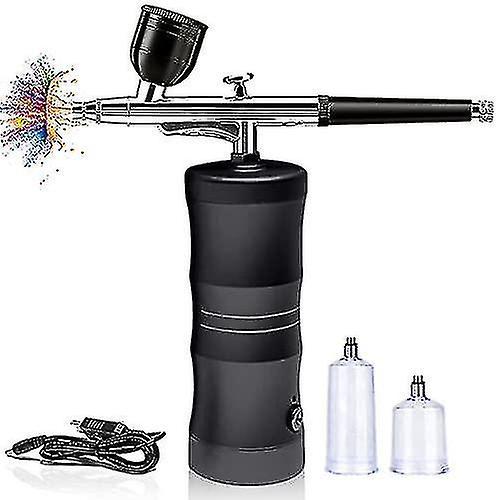 Airbrush-set Mit Kompressor, Mini-farbpistole Mit Kompressor, Single-/double-action-farbset – Schwarz