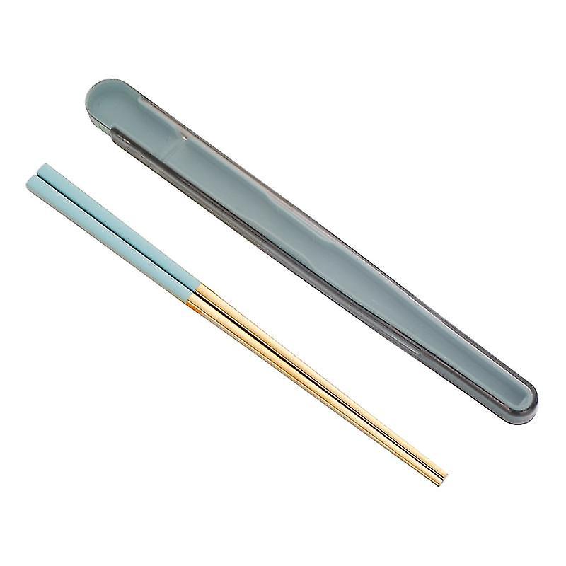 Tragbare Essstäbchen Aus Edelstahl 304 Mit Praktischer Aufbewahrungsbox, Ideal Für Studenten Und Büroangestellte (blau).