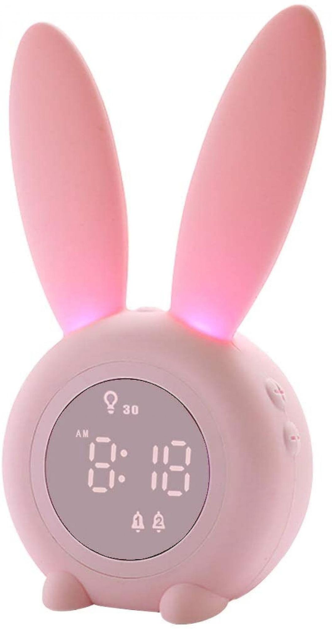 Shxx Kinderwecker Mit Nachtlicht, 5 Weckzeiten, Kalender Mit Temperaturanzeige, Touch-bedienung Und Schlummerfunktion, Wiederaufladbar, A906-129, Rosa