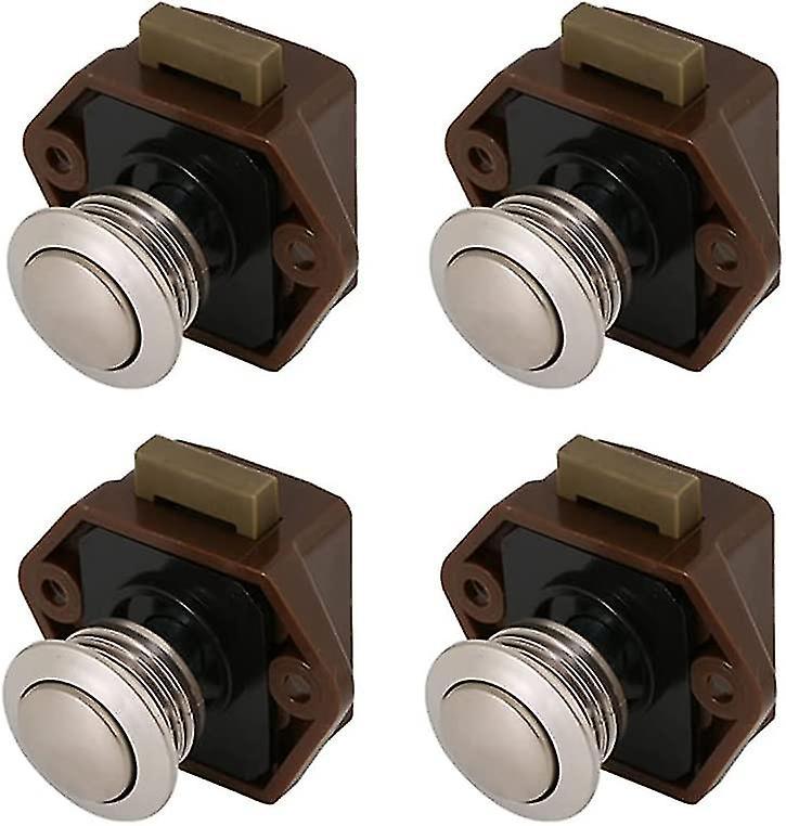 Set Mit 4 Druckknopfriegeln, Mini-schlüssellose Schlösser Für Schubladen Und Schranktüren (braun)