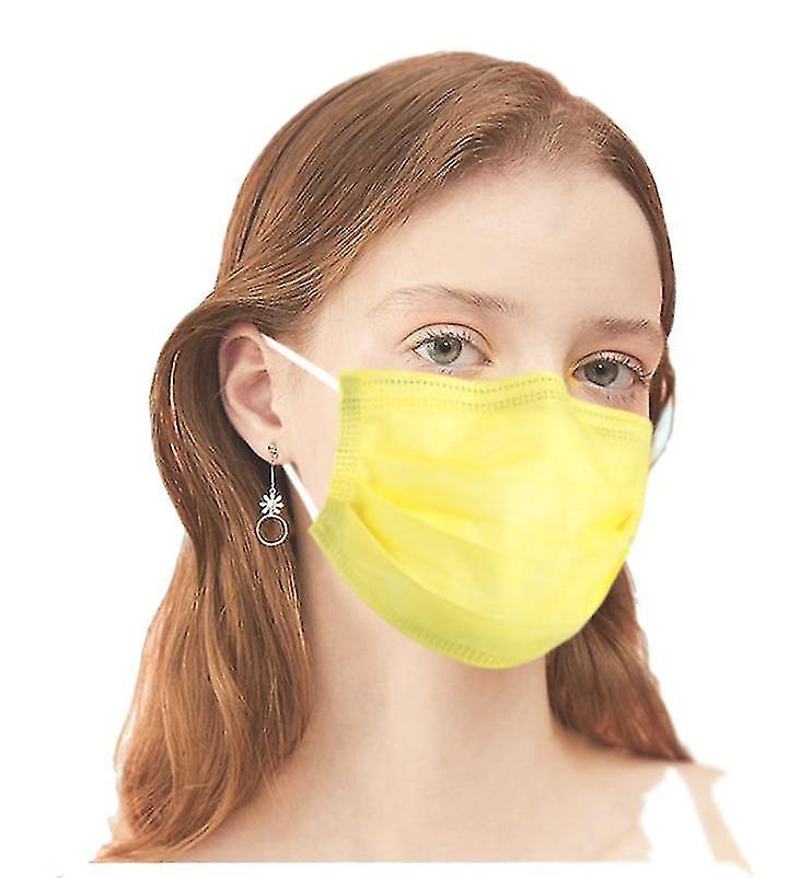 Schwarze Einweg-gesichtsmasken, 3-lagig, Mit Filter Und Ohrschlaufen (50 Stück), Gelb