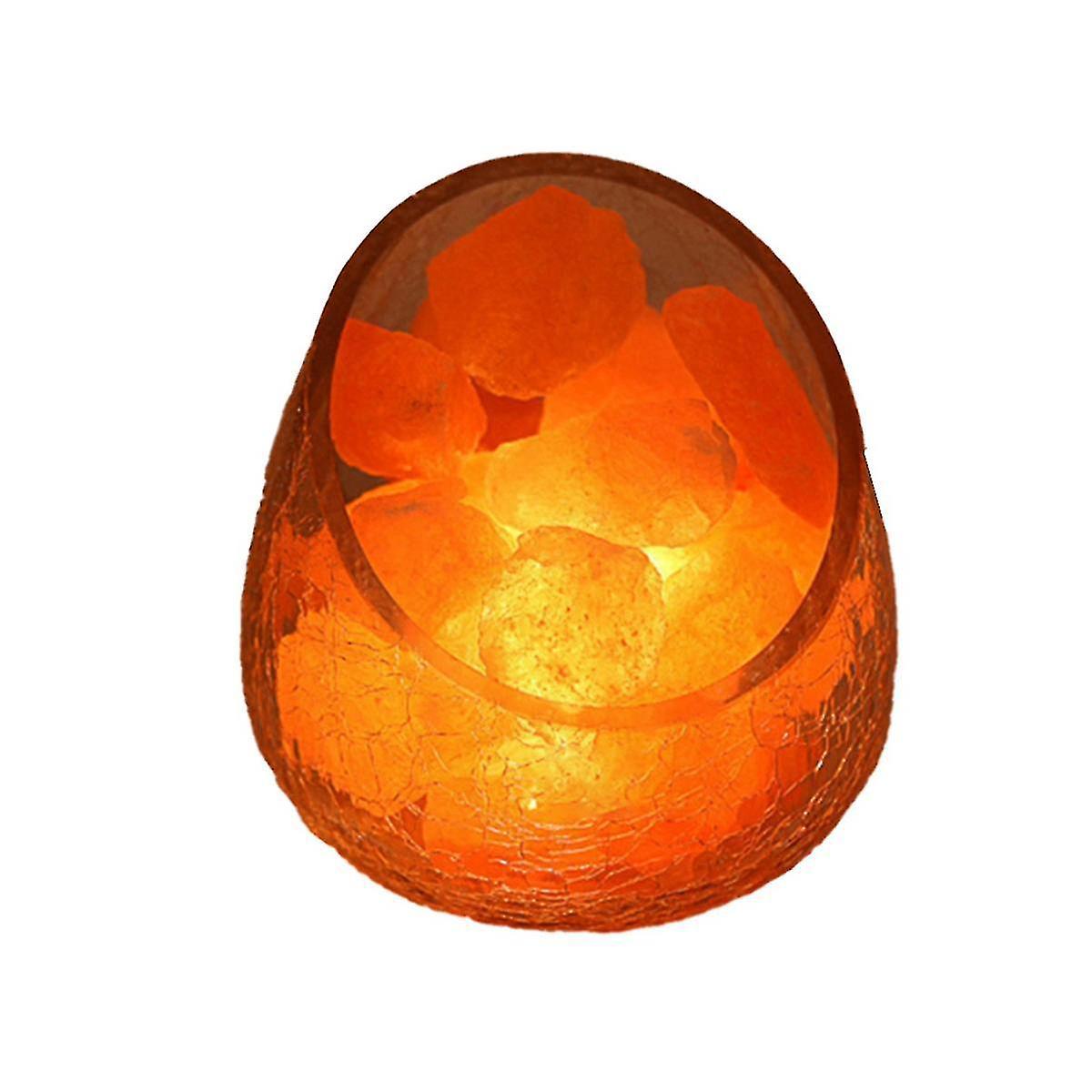 Himalaya-salzkristalllampe, Nachttischlampe Aus Crackle-glas Mit Eis-effekt, Trendiges Nachtlicht, Dimmbare Tischlampe, Europäischer Stecker
