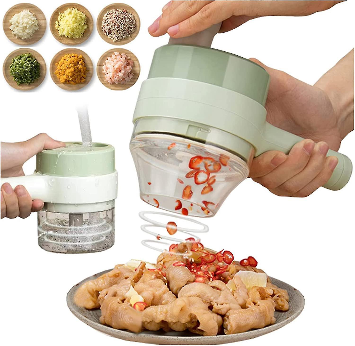 Tragbarer Elektrischer Gemüseschneider, Gemüsehobel, Knoblauchschneider, Zwiebelschneider Mit Aufbewahrungsbehälter, Mini-zerkleinerer Für Knoblauch Und Paprika.