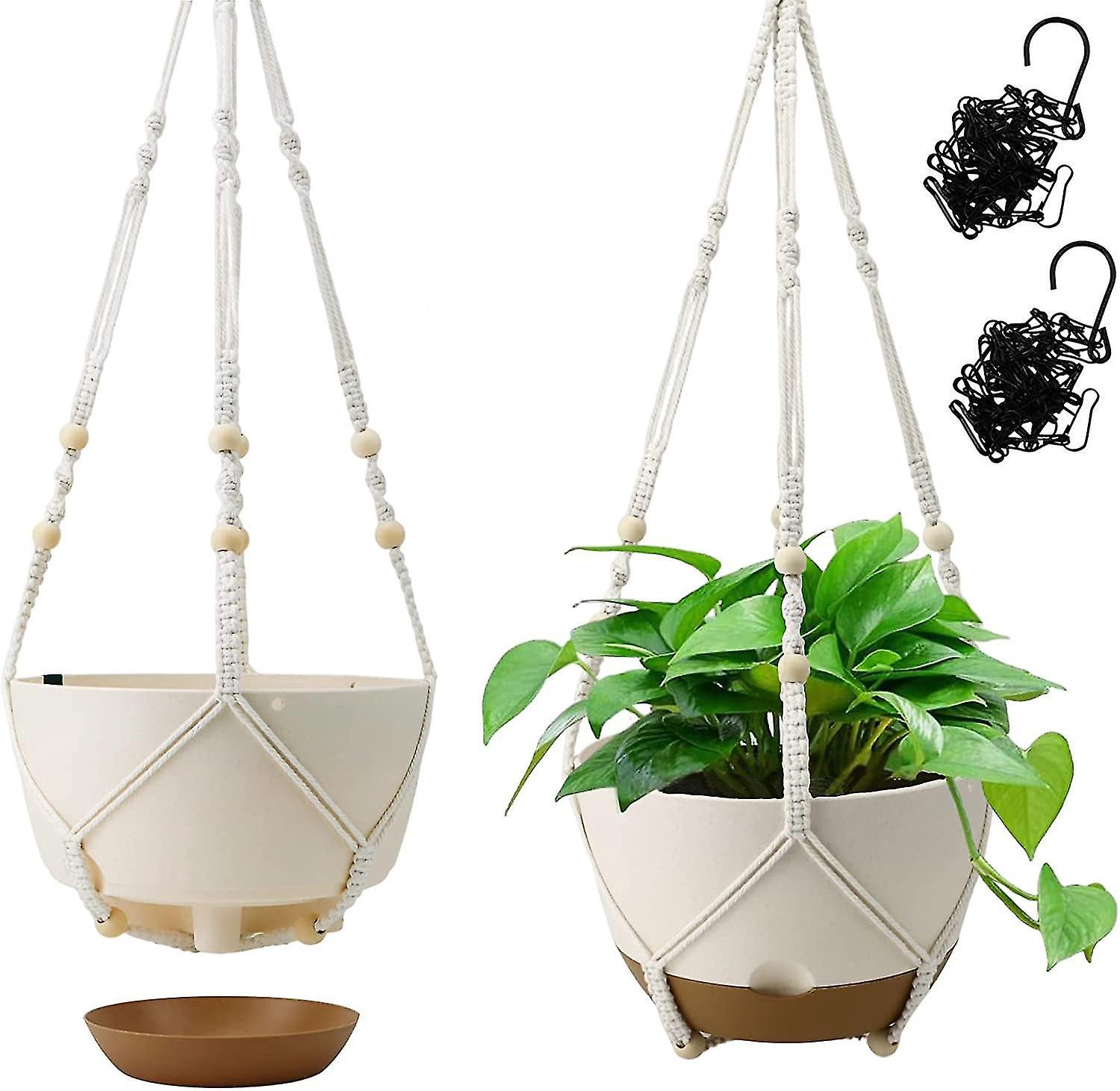 Koalaime 25 Cm Selbstbewässernder Hängepflanzkasten, 2er-set Hängekörbe Für Drinnen Und Draußen, Hängeblumentöpfe Mit Abflussloch, Für 2 Pflanzenarten