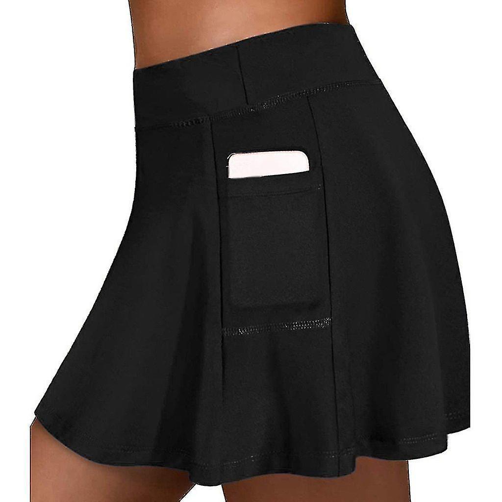 Tennisrock Für Damen Mit Integrierter Shorts Und Innentasche – Größe S – Schwarz