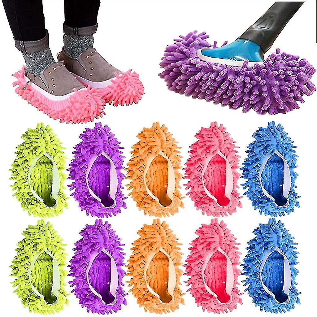 Set Mit 10 Waschbaren Und Wiederverwendbaren Mikrofaser-mopppantoffeln Zum Bodenreinigen Und Abstauben (für Damen)