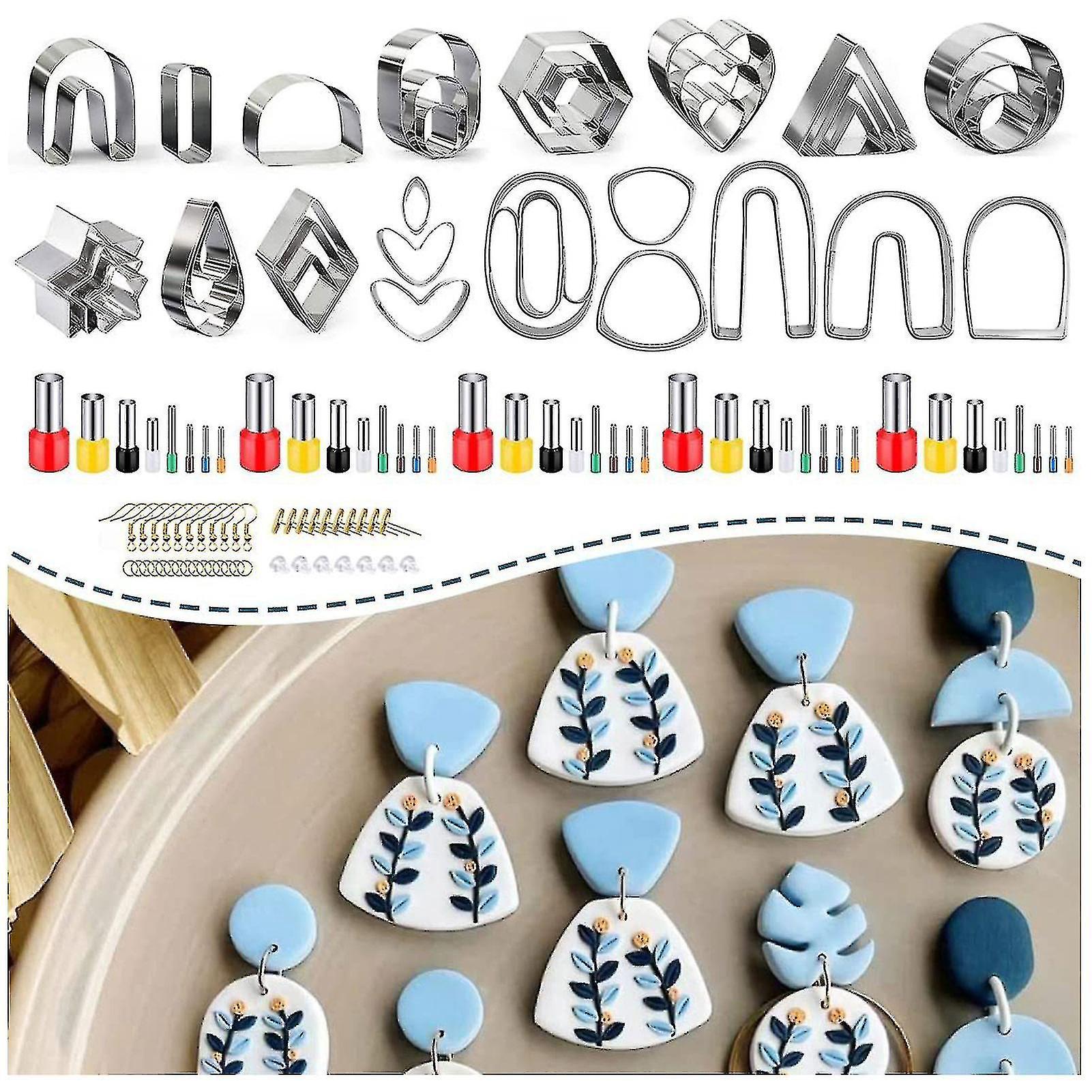 Set Mit 126 Ausstechformen Aus Polymerclay Zur Herstellung Von Ohrringen, Inklusive Verschlüssen Und Zubehör.