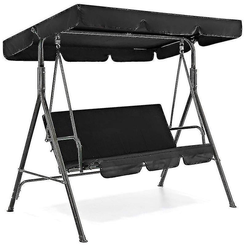 Set Aus Kissenbezügen Und Sonnendächern Für Eine 3-sitzer-schaukel, Wasserdicht, Schwarz, Für Den Garten.