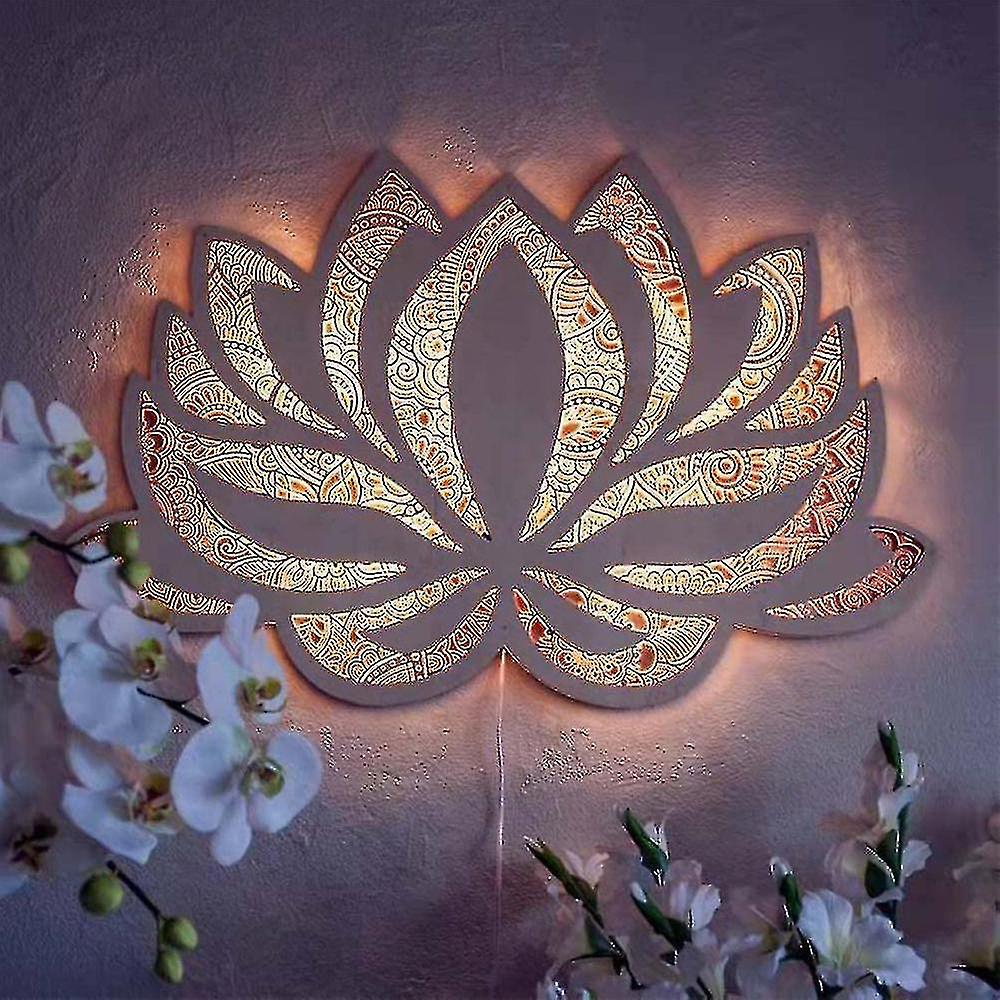 Led-wandnachtleuchte In Form Einer Lotusblume, Eines Mandala-musters Und Einer Yoga-skulptur, Innendekoration