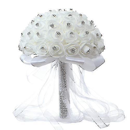 Handgefertigte Künstliche Brautsträuße, Rosen Und Strasssteine, Brautjungfern- Und Brautsträuße, Hochzeitsaccessoires