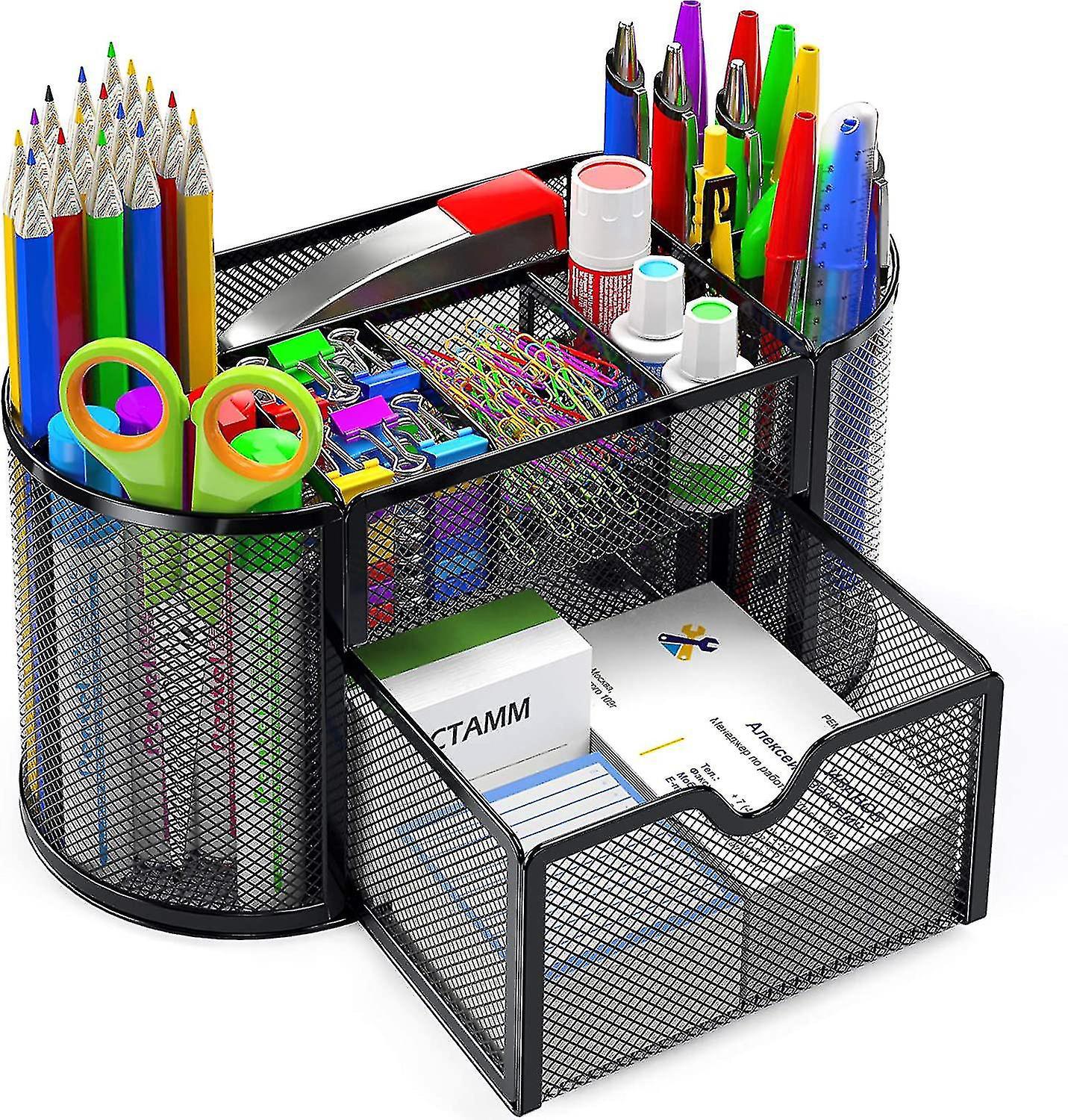 Schreibtisch-organizer, Schreibtisch-organizer Aus Netzgewebe Mit Stifthalter, 8 Fächer Und 1 Schublade, Büromaterial-organizer, Für Zuhause, Büro, Schule, Klassenzimmer Oder Werkstatt.