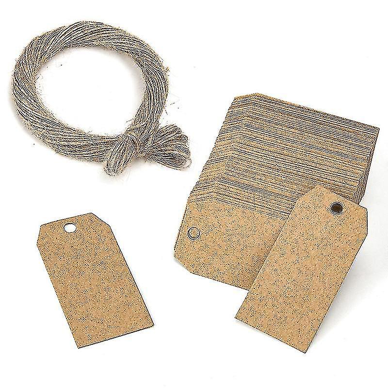 Packung Mit 100 Kraftpapier-anhängern – Anhänger Mit 20 Metern Juteschnur Zum Aufhängen Für Geschenke, Hochzeiten, Valentinstag – 3 X 5 Cm