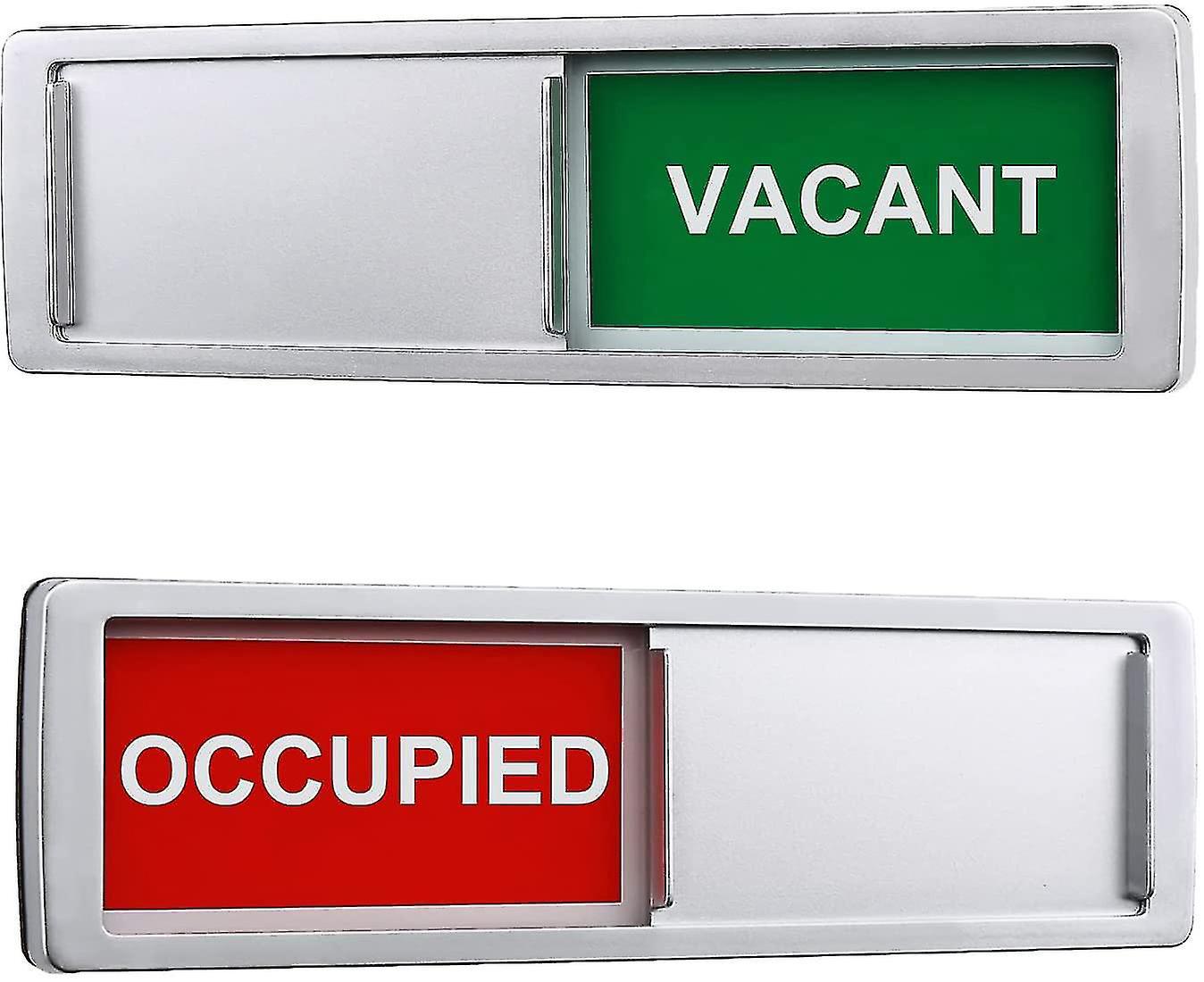 Schild „geöffnet/geschlossen“, Hinweisschild Zur Schiebetür, Silbernes Schild „frei/belegt“, Schild „geöffnet