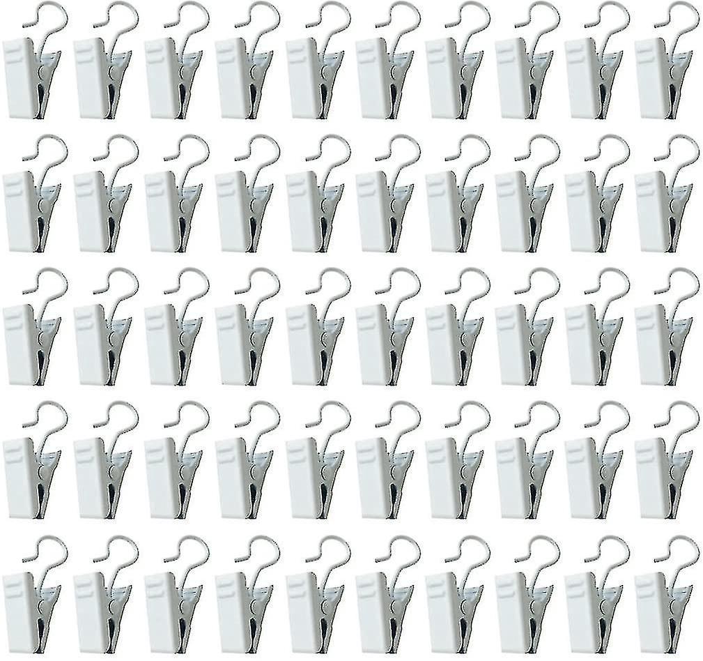 Packung Mit 50 Robusten Und Langlebigen Duschvorhangclips Aus Weißem Metall
