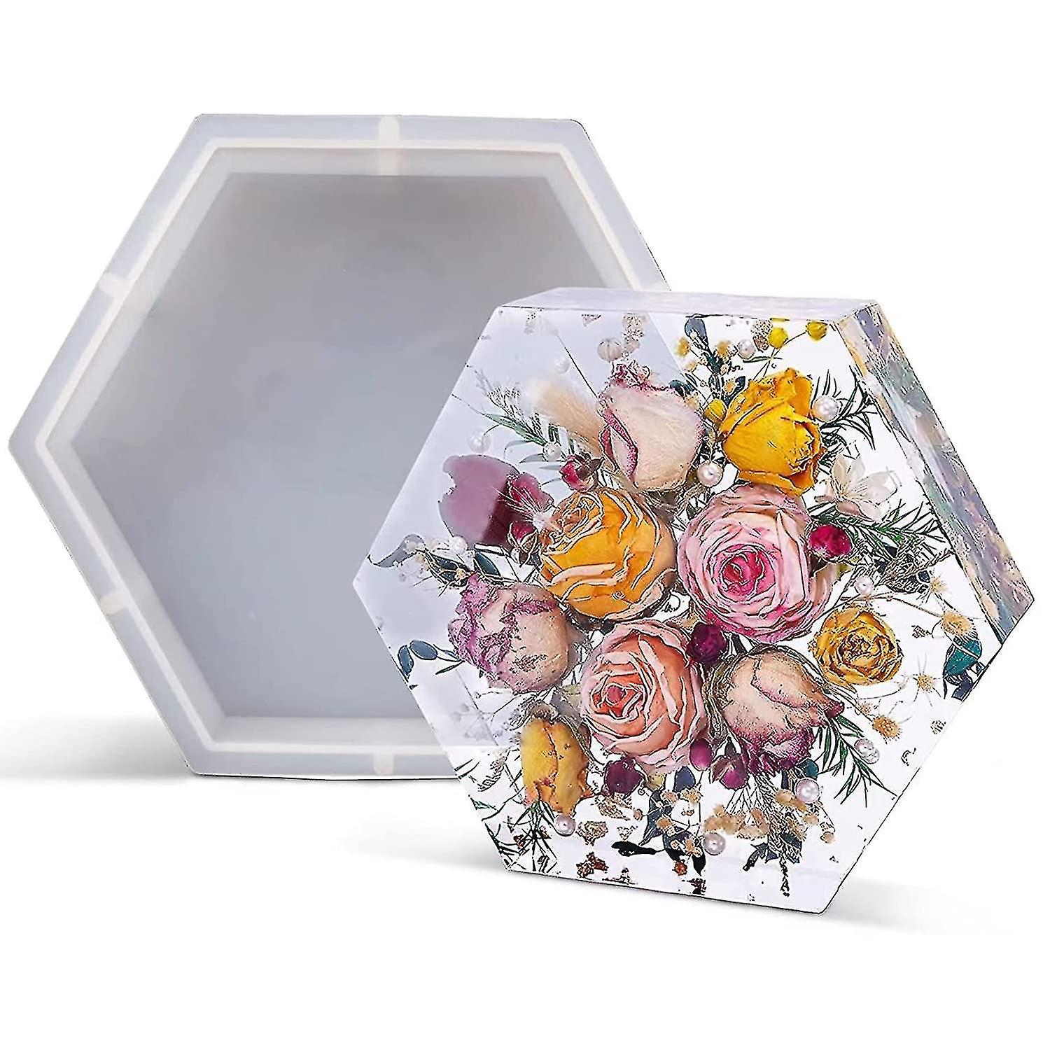 Harzformen, Großformatige Silikonformen (20 X 23 X 5 Cm), Sechseckige Harzformen Zur Blumenkonservierung, Tiefe Formen Für Harzguss