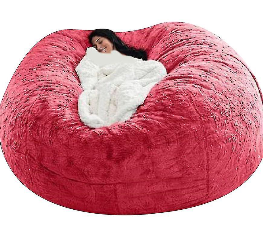 Faultier-sofa-pouf Aus Kunstfell – 150 Cm X 75 Cm – Leuchtend Rot