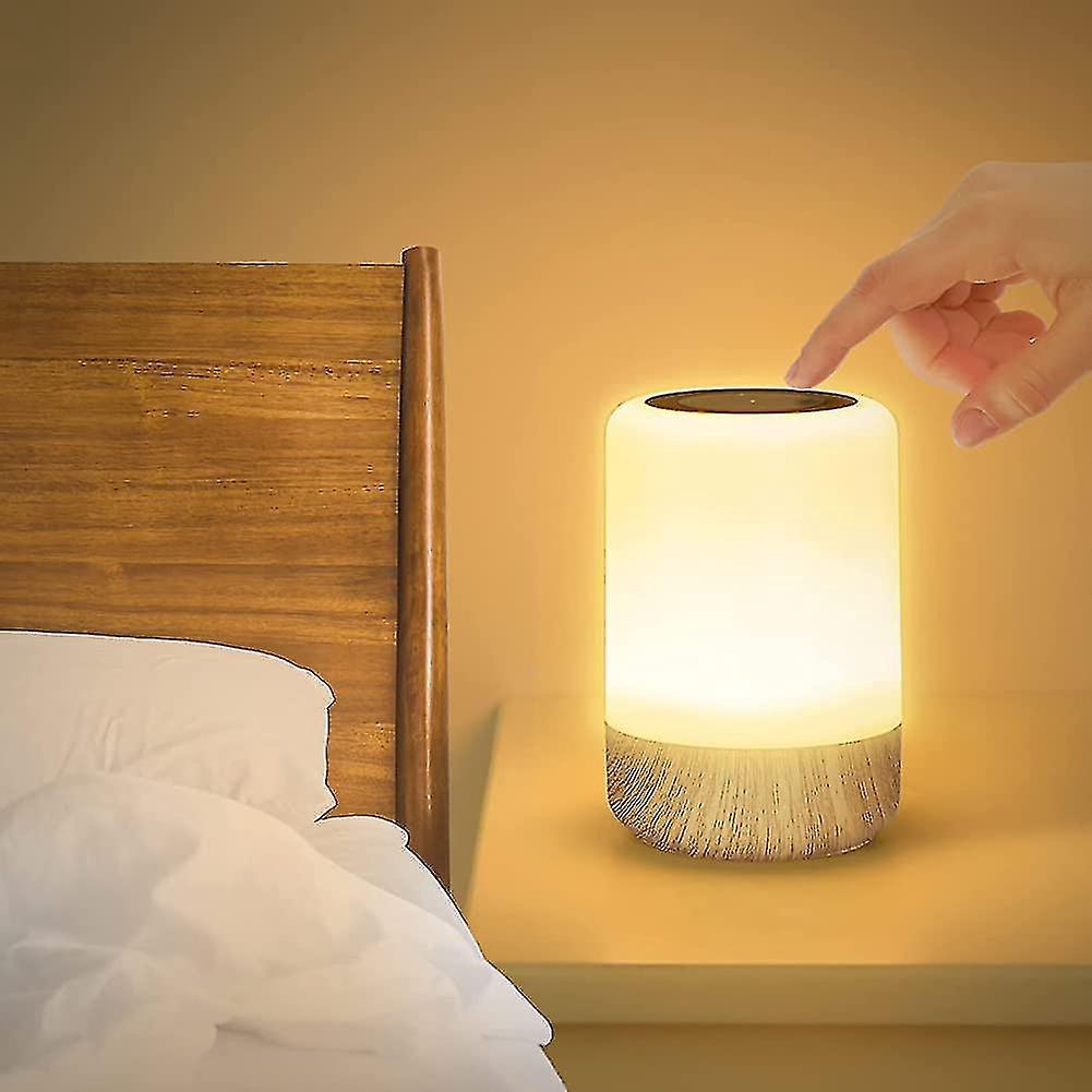 Berührungsempfindliche Led-nachttischlampe Mit Einstellbarer Helligkeit, Batteriebetriebene Tischlampe, 8 Farben Und 3 Leuchtmittel.