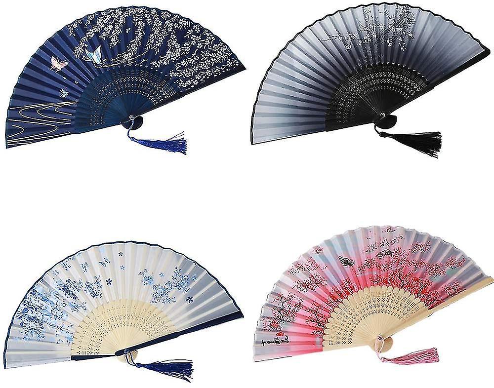 Faltfächer, 4 Fächer Für Handfächer, Chinesische Faltfächer, Retro-stil
