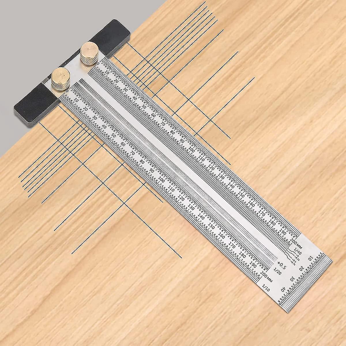 Hochpräzises T-nut-lineal Für Die Holzbearbeitung, Zum Schneiden, Markieren, Anreißen Mit Löchern (200 Mm)