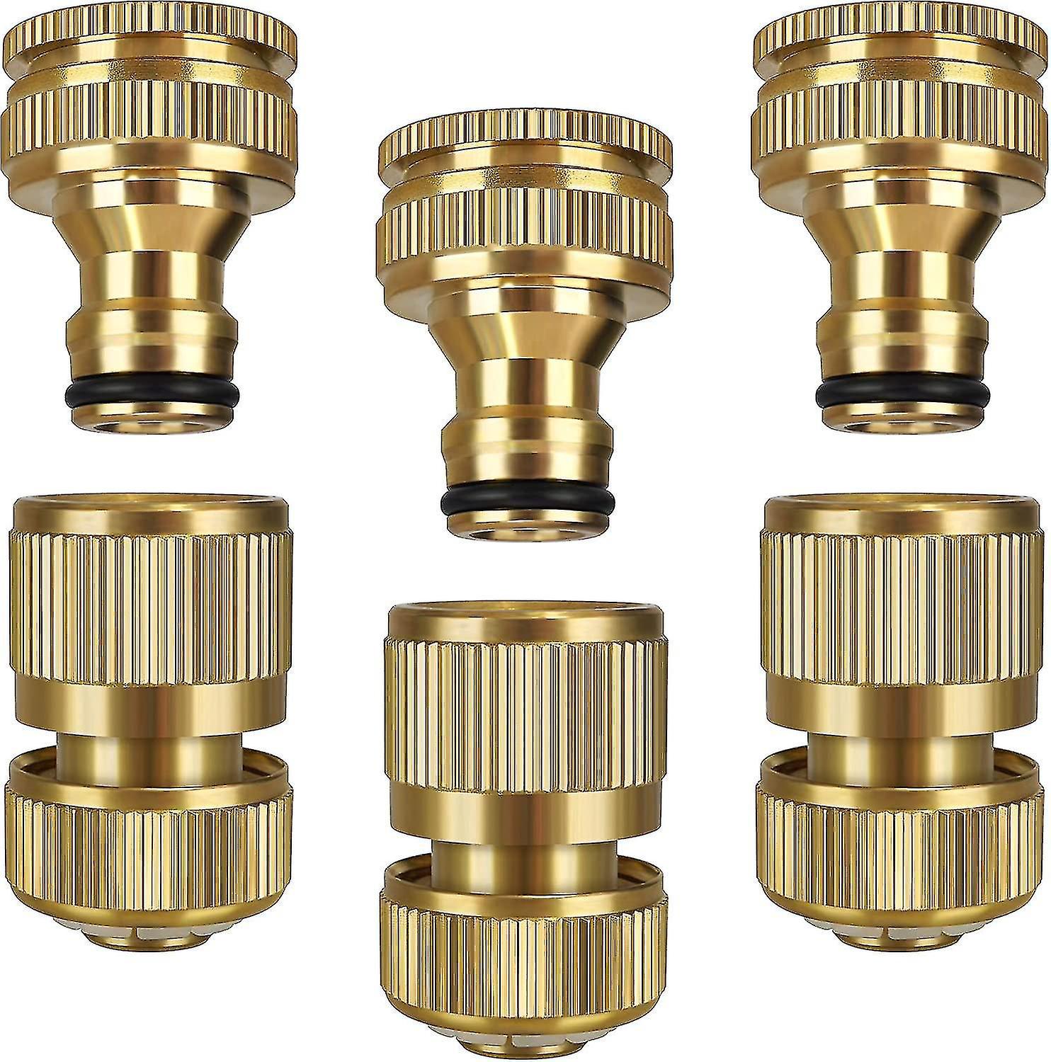 Gartenschlauchverbinder Aus Massivem Messing (6 Stück), 2-in-1-gartenhahnverbinder, Schnellkupplungen Für Gartenschläuche, Adapter Für Gartenhähne Mit Spiralverschraubung