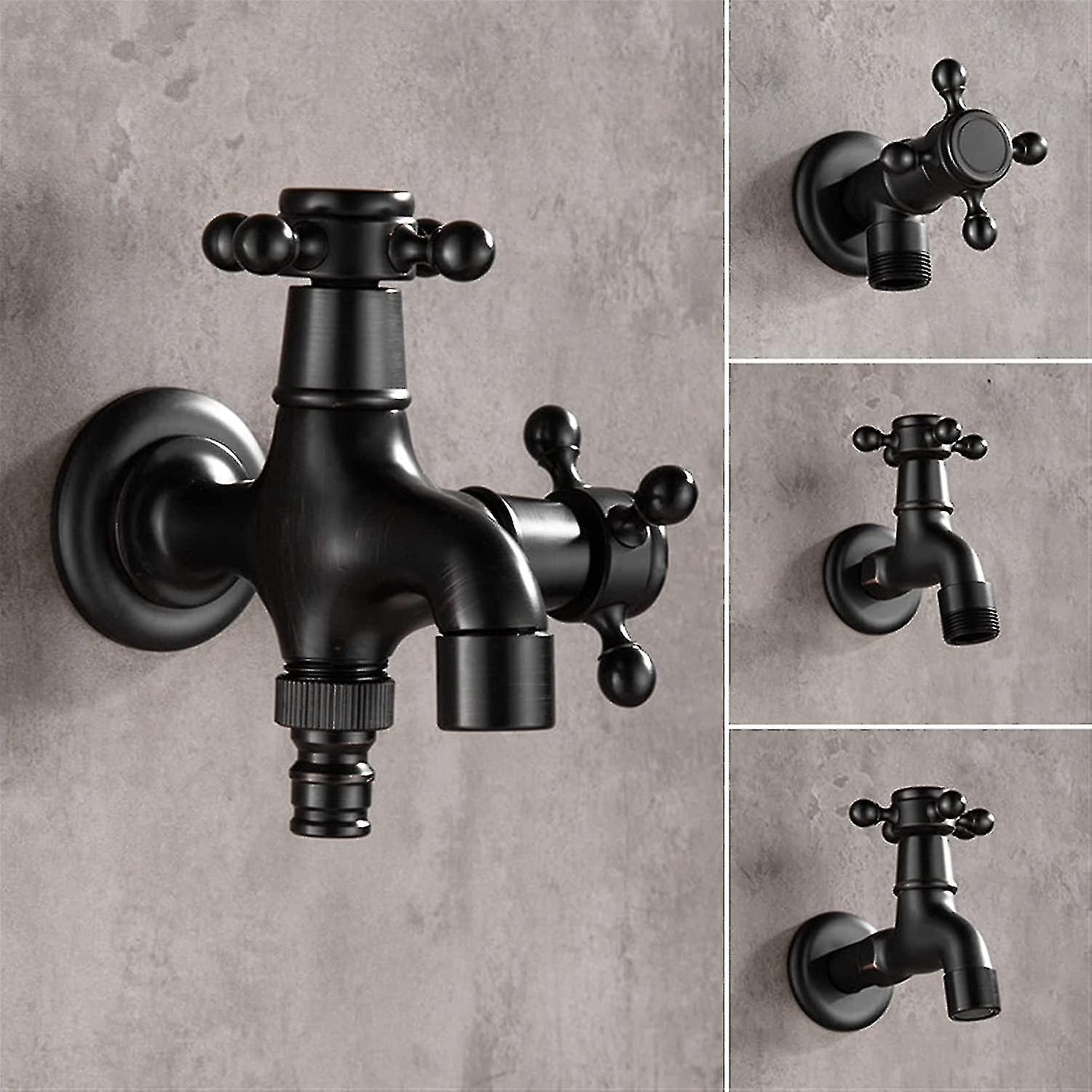 Moderner Schwarzer Außenwasserhahn Für Kaltwasser, Wandarmatur Für Garten, Bad, Waschmaschine Und Wischmopp (farbe: Jy04b) W