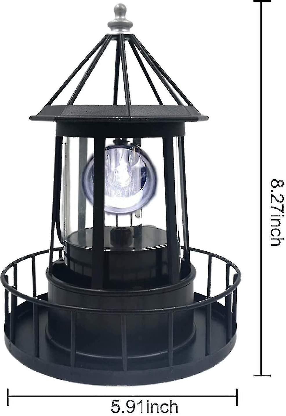 Solarbetriebener Led-leuchtturm, 360° Drehbare Lampe Zur Dekoration Von Hof Und Garten, Wasserdicht, Mit Rauchgeneratoren Und Beleuchteten Statuen Für Außenwege.