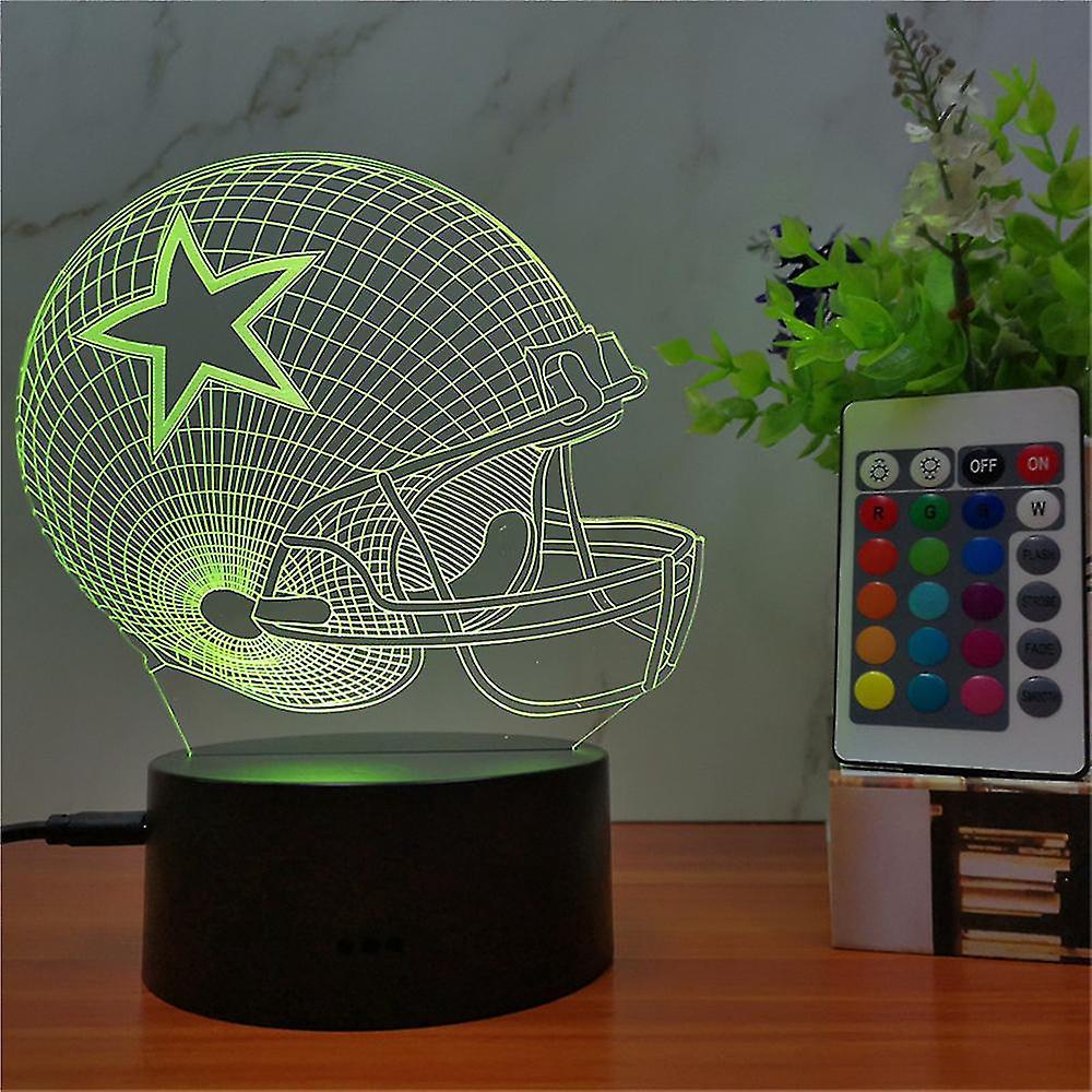 Nfl Rugby Team Led-lampe, Schwarz, Touch- Und Farbsteuerung + Fernbedienung, 16 Helligkeitsstufen (dallas Cowboys)