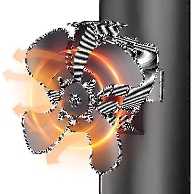 Kaminofenlüfter, Leiser 4-blatt-kaminlüfter, Zur Rohrmontage, Für Kamine/holzöfen/gasöfen/pelletöfen, Mit 2 Magneten Und 1 Ersatzring.