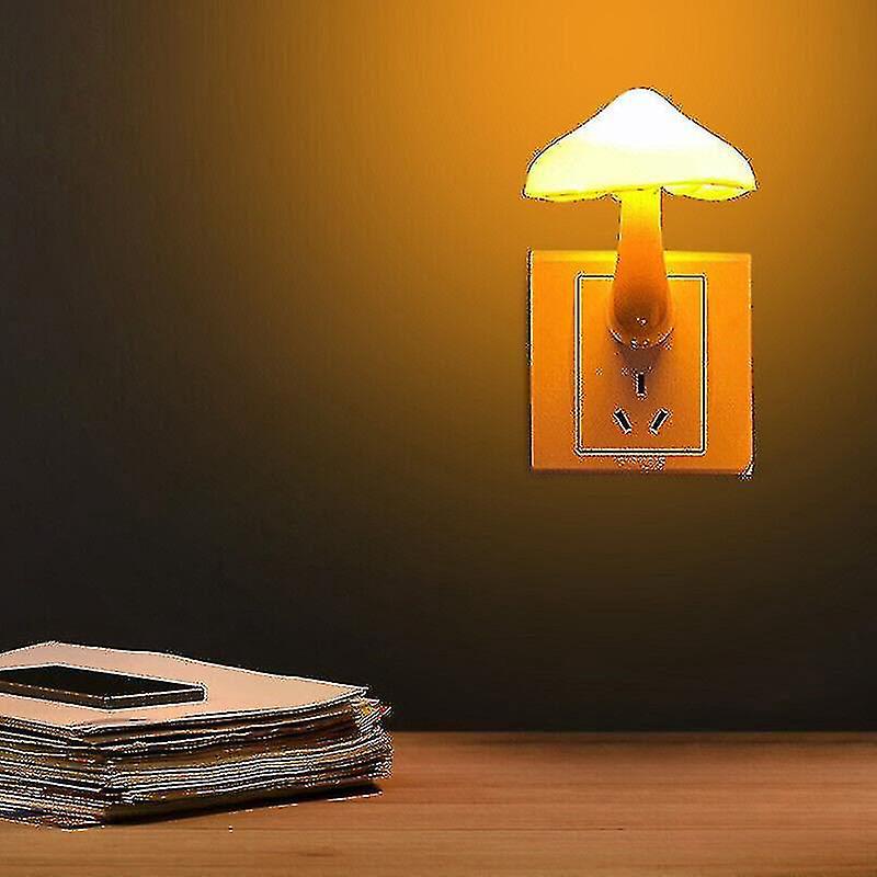 Set Mit 2 Pilzförmigen Led-nachtlichtern, Wandstecker, Warmweiß, Lichtsteuerung