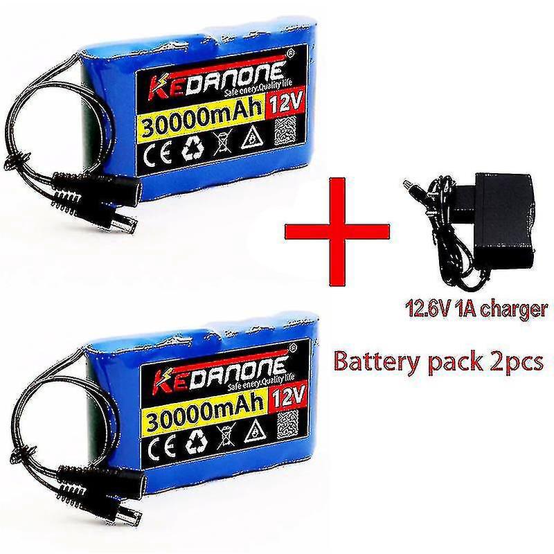 Neuer, Super Wiederaufladbarer Tragbarer Lithium-ionen-akku 12v 30.000mah, 12,6v Dc Kapazität, Für Cctv-kameras + Ladegerät (2 Akkus, 1 Ladegerät Im Lieferumfang Enthalten).