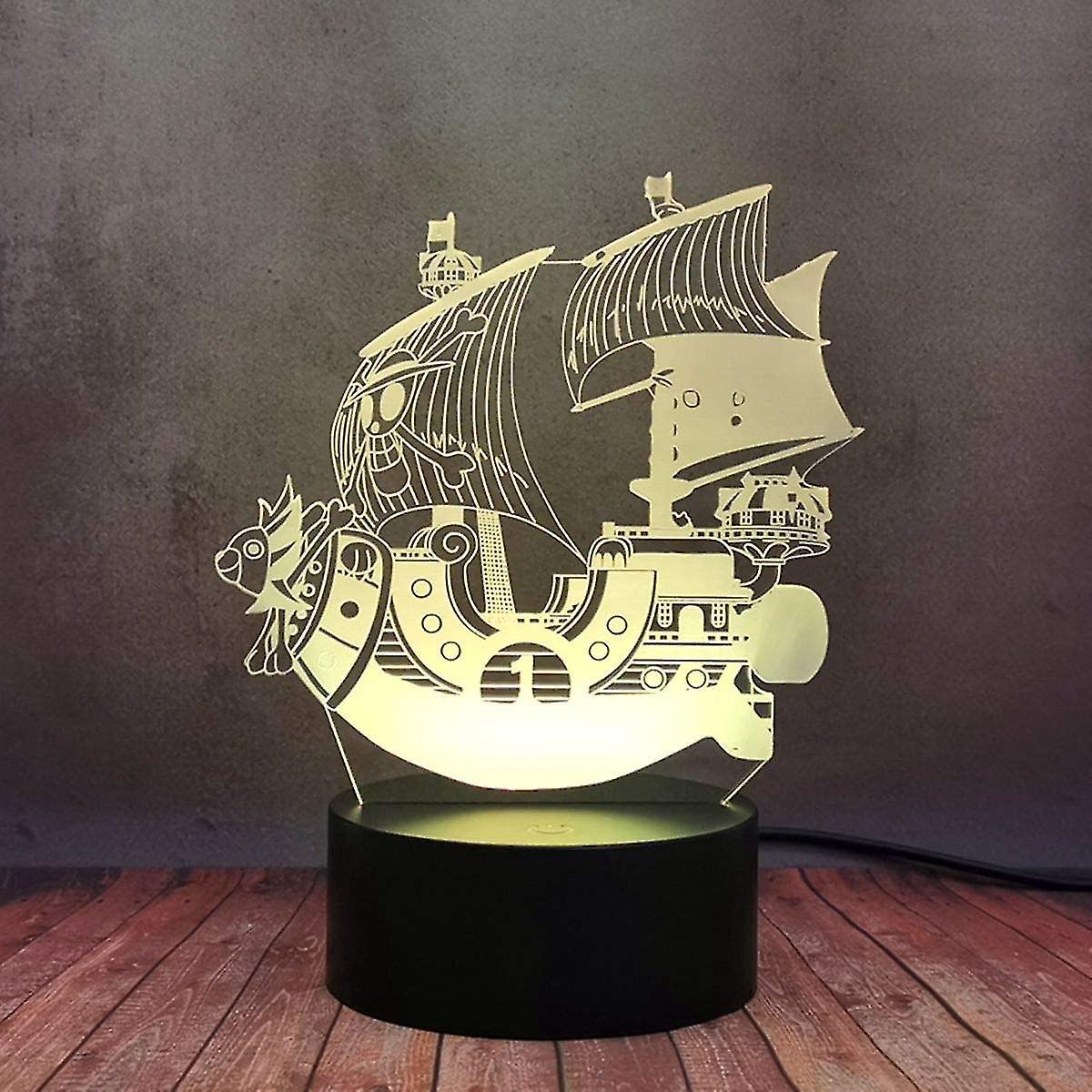 3d-nachtlicht Mit Luffy One Piece Shxx-effekt, Touch- Und Smart-funktion, Stromversorgung Über Usb-kabel, Inspiriert Von Japanischen Anime (3d10l-218).