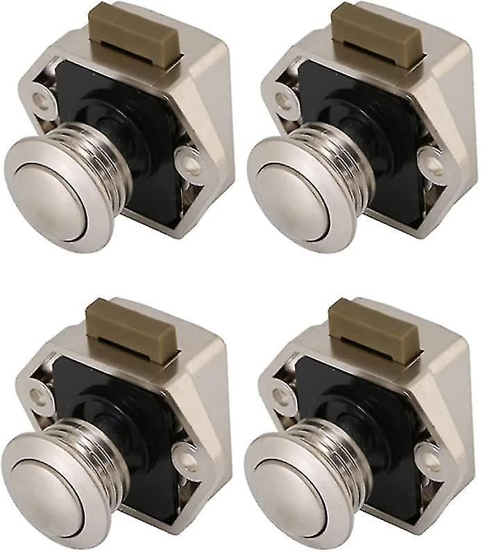 Set Mit 4 Druckknopfriegeln, Mini-schlüssellose Schlösser Für Schubladen Und Schranktüren, Vernickelt