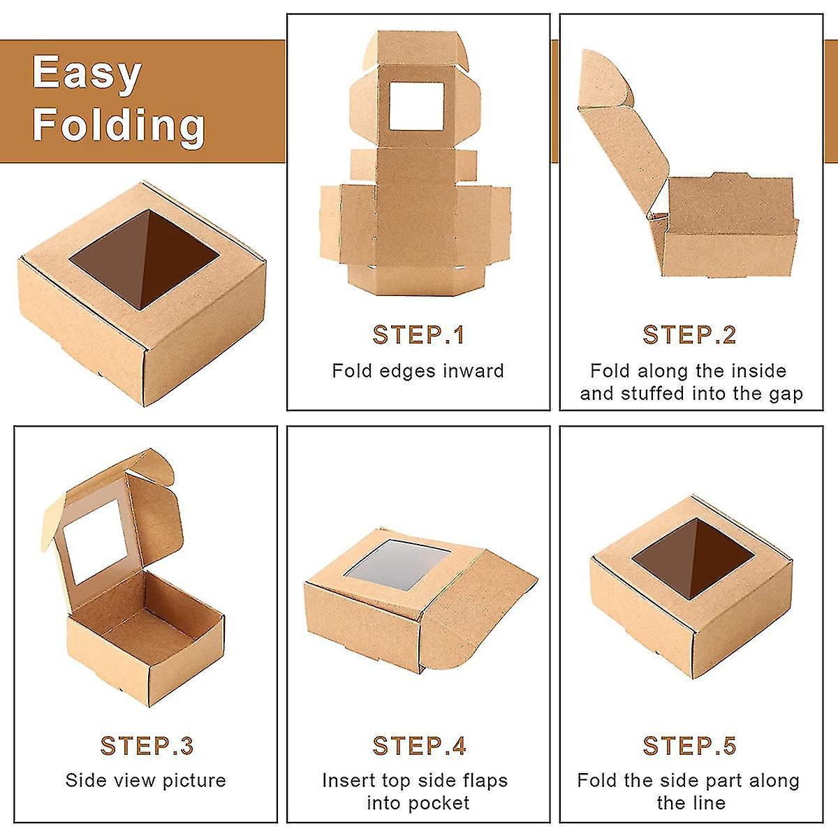 50 Mini-kraftpapierboxen Mit Sichtfenster, Ideal Zum Verschenken Oder Präsentieren Von Selbstgemachten Seifen Und Leckereien.
