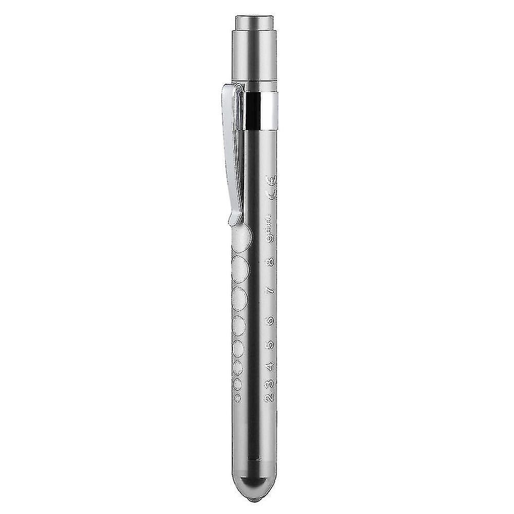 Medizinische Stiftlampe Mit Pupillometer, Wiederverwendbare Led-taschenlampe Für Krankenschwestern, Ärzte Und Krankenpflegeschüler (silber)