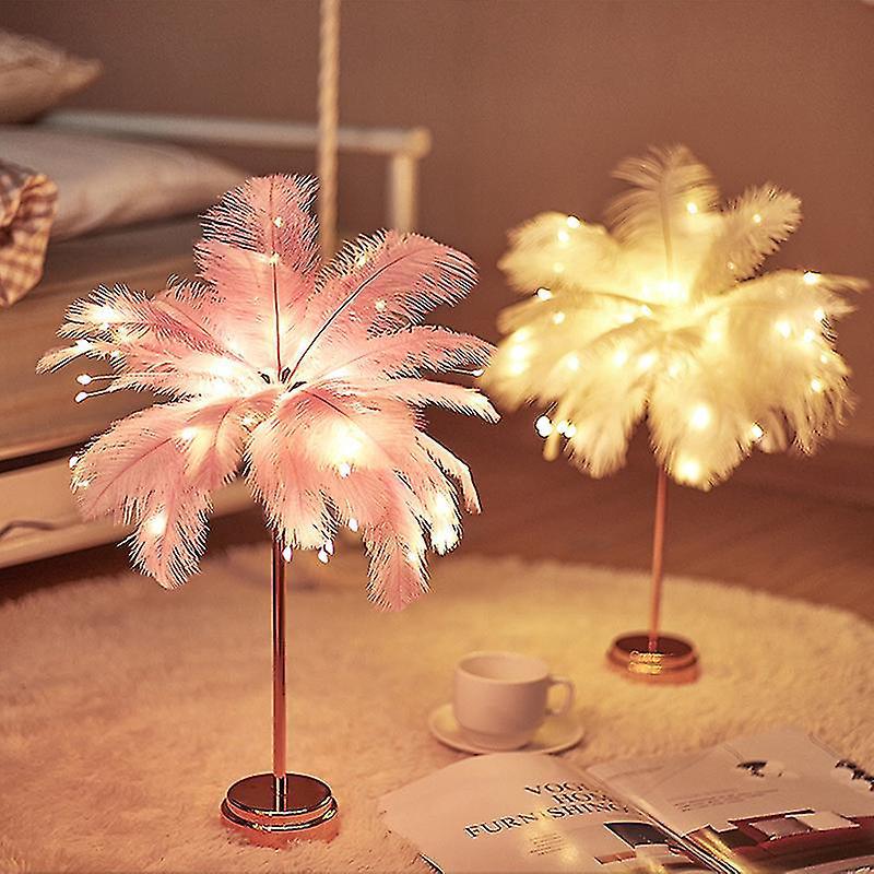 Federförmige Led-tischleuchte, Kleines Nachtlicht Fürs Mädchenzimmer, Herzförmige Nachttischlampe – 1 Stück – Weiß
