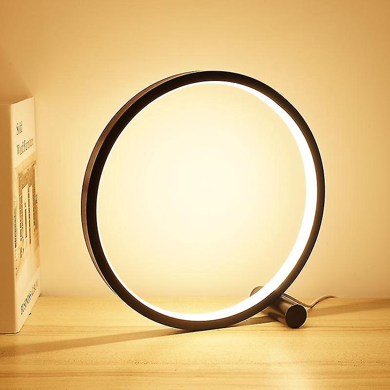 Berührungsempfindliche Led-ring-nachttischlampe, Dimmbar, 3 Farben, 10 Helligkeitsstufen, Metallic-weiß/schwarz