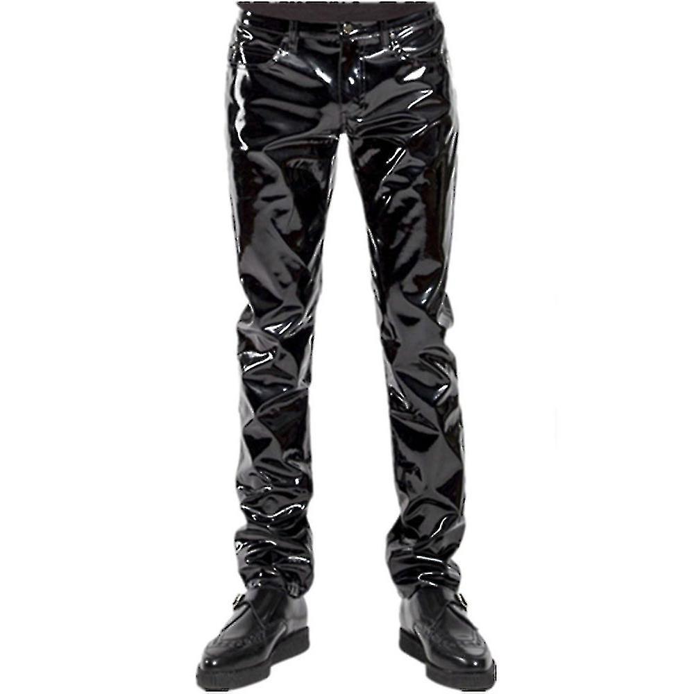 Motorradhose Für Herren Aus Glänzend Schwarzem Pvc-latex, Wasserdichte Kunstlederhose Für Motorradfahrer, Herren-anzughose – Xl